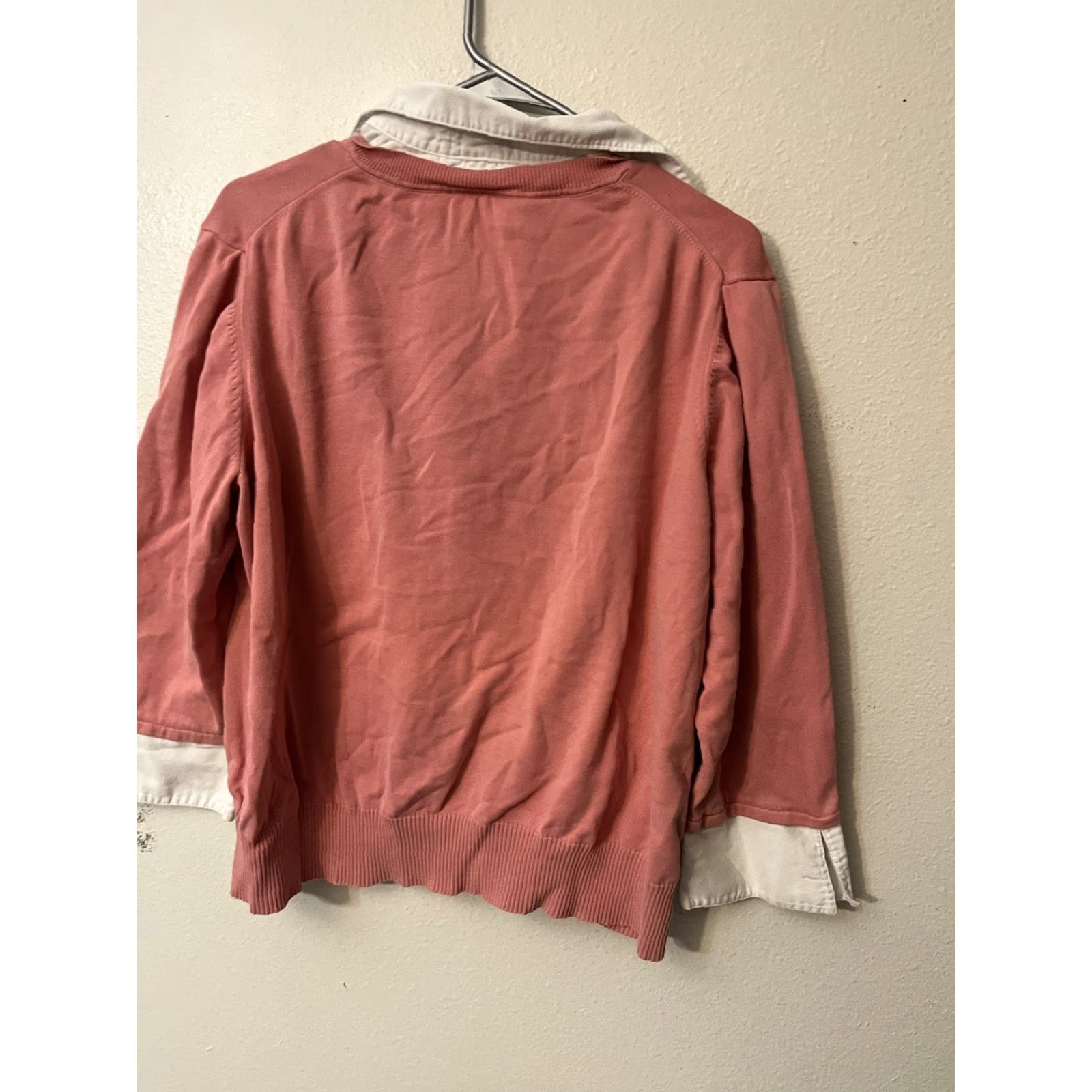 Van Heusen Van Heusen Womens Size XXL Pink Collared Layered V-Neck Pullover Sweater Size XXL / US 16-18 / IT 52-54 - 3 Thumbnail