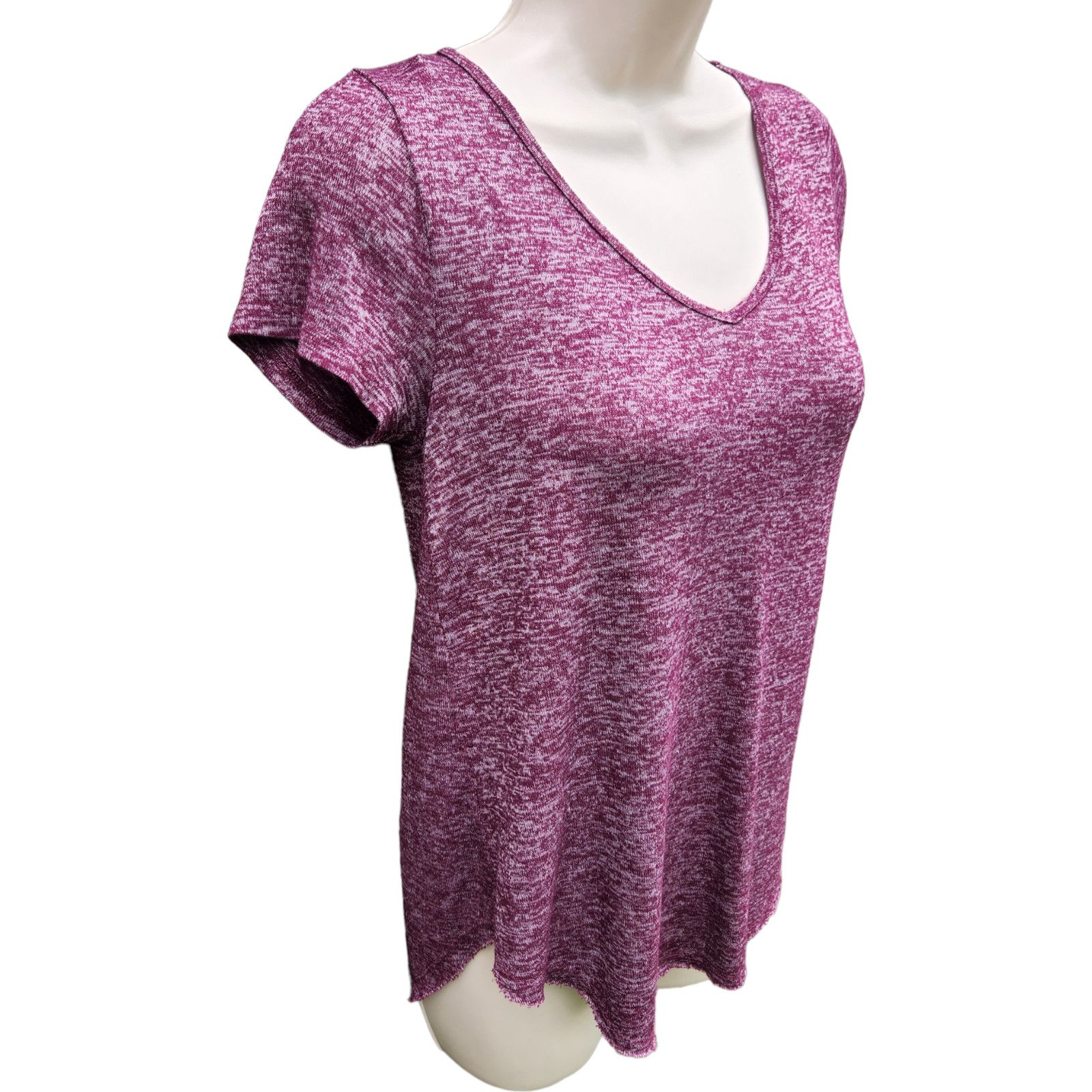 Hollister Hollister Women's Maroon Marbel V-Neck Short Sleeve Size XS Size XS / US 0-2 / IT 36-38 - 5 Thumbnail