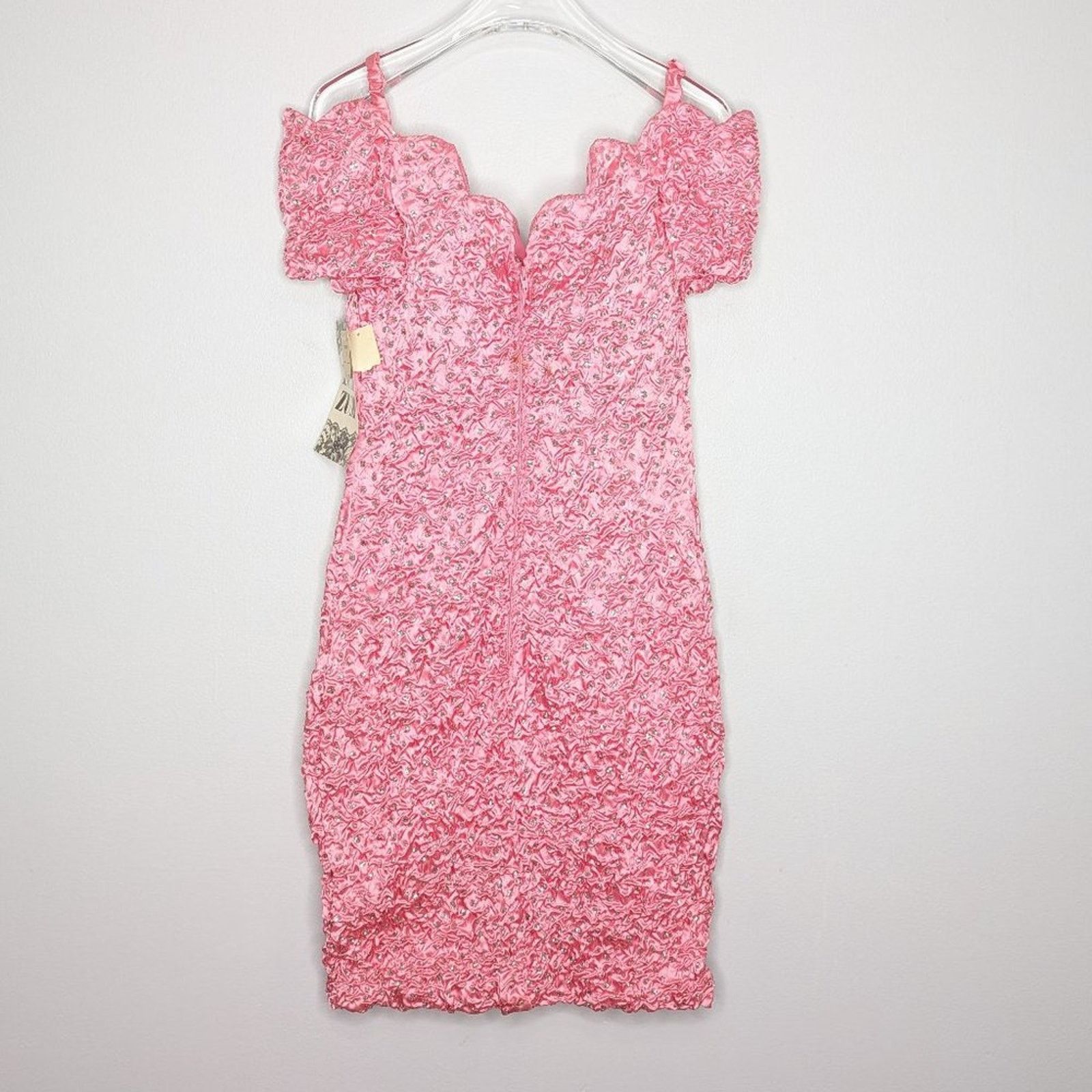 Vintage Vintage Zum Zum Pink Off The Shoulder Mini Glitter Polka Dot Size S / US 4 / IT 40 - 2 Thumbnail