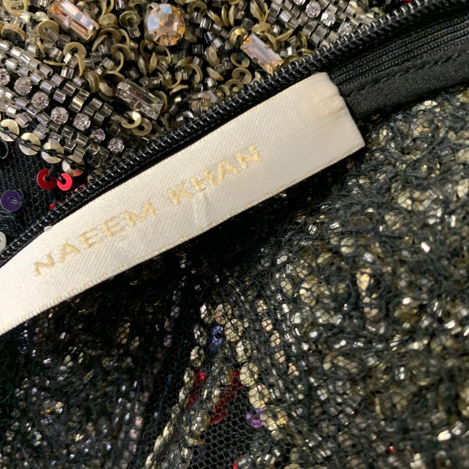 Naeem Khan Size 8 Silver Red & Blue Sequined Midi Cocktail Dress Size M / US 6-8 / IT 42-44 - 8 Thumbnail