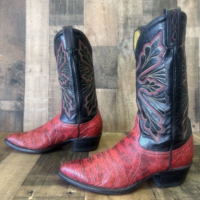 Bottes De Cowboy En Lézard Tony Lama 8536 - Homme 9,5 D - Bout Pointu - Fabriquées USA