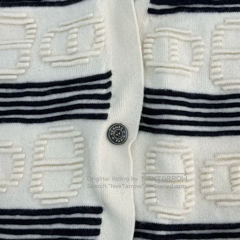 Hermes Hermes Striped Pig Nose 3D Logo Cashmere Long Cardigan Size XXS / US 00 / IT 34 - 7 Thumbnail
