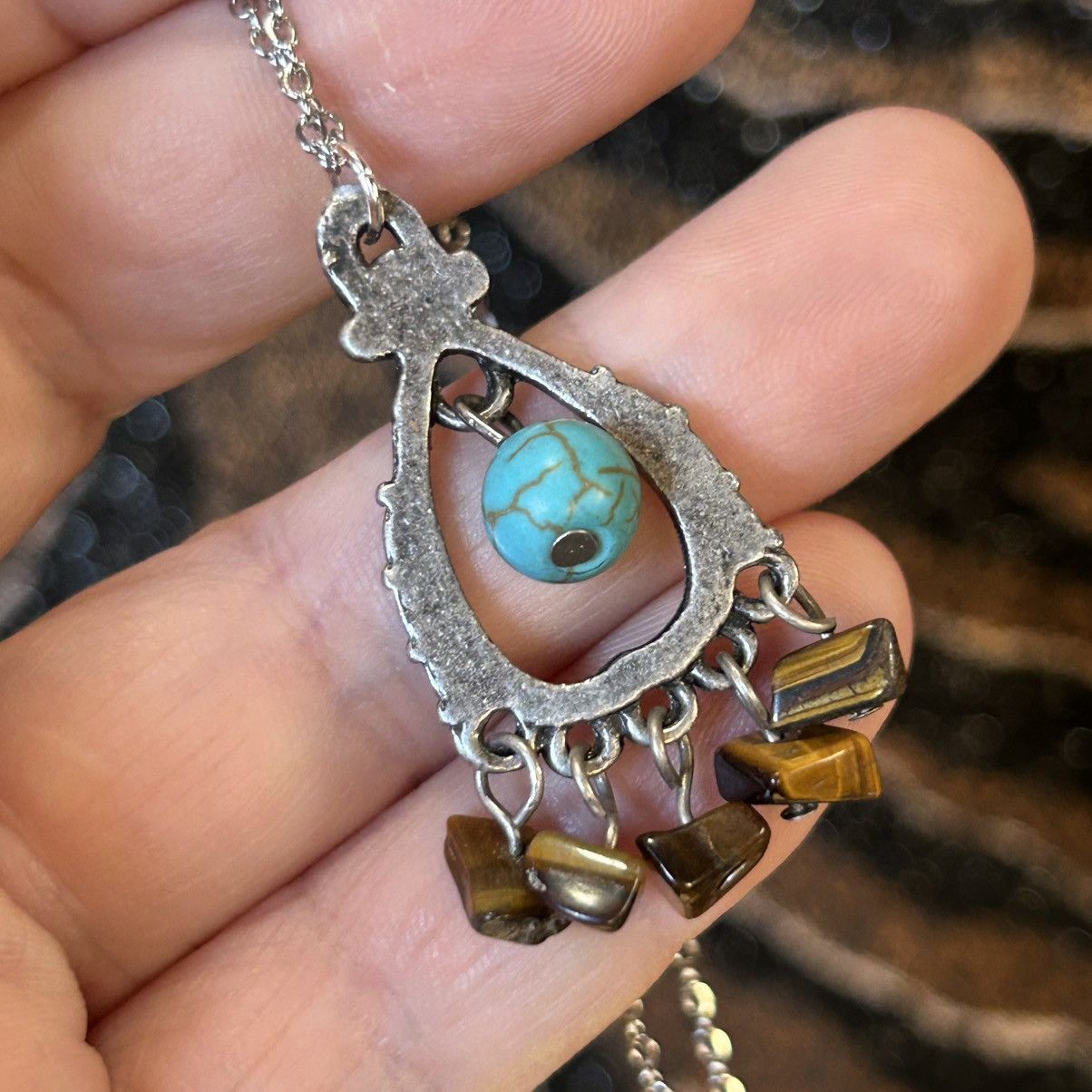 Handmade Handcrafted southwest style tigers eye turquoise necklace Size ONE SIZE - 6 Thumbnail