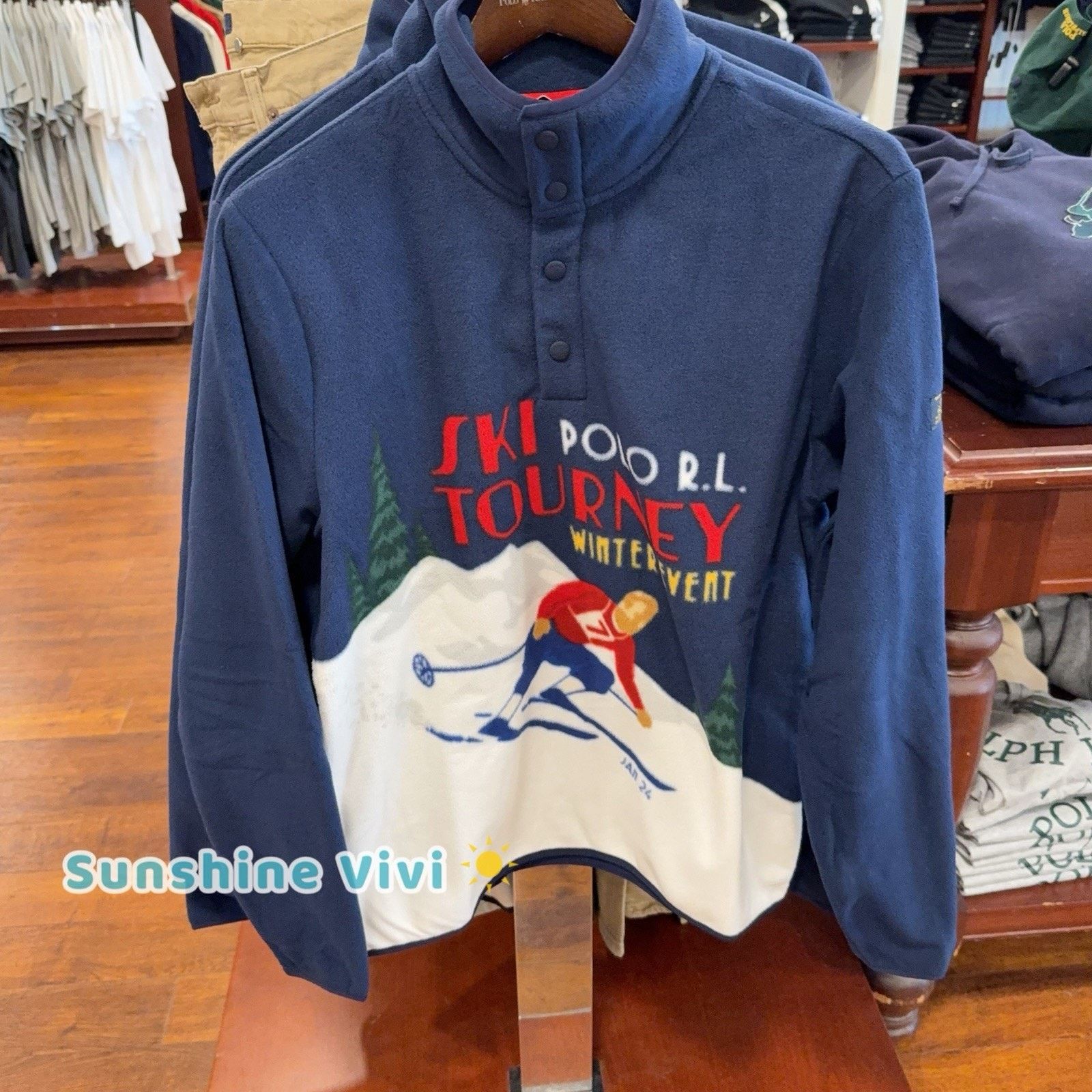 Lauren Ralph Lauren NWT Ralph Lauren Men's Ski-Print Fleece Pullover Blue small Size S / US 4 / IT 40 - 1 Thumbnail