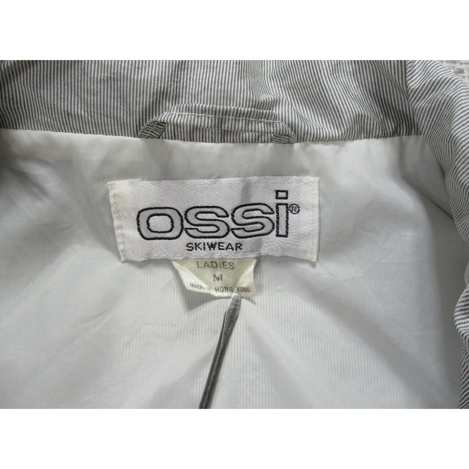 Vintage VINTAGE OSSI Skiwear Jacket Womens M Front Pouch Stand Up Collar Gray Striped 1/4 Zip Pocket Wind-Resistant Insulated Size M / US 6-8 / IT 42-44 - 4 Thumbnail
