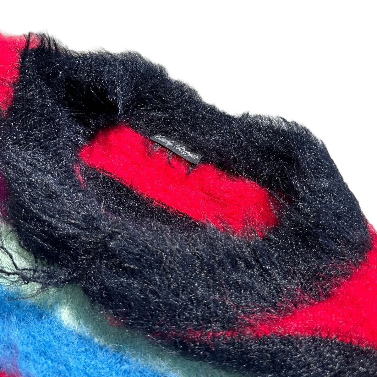 Candy stripper furry fuzzy striped sweater