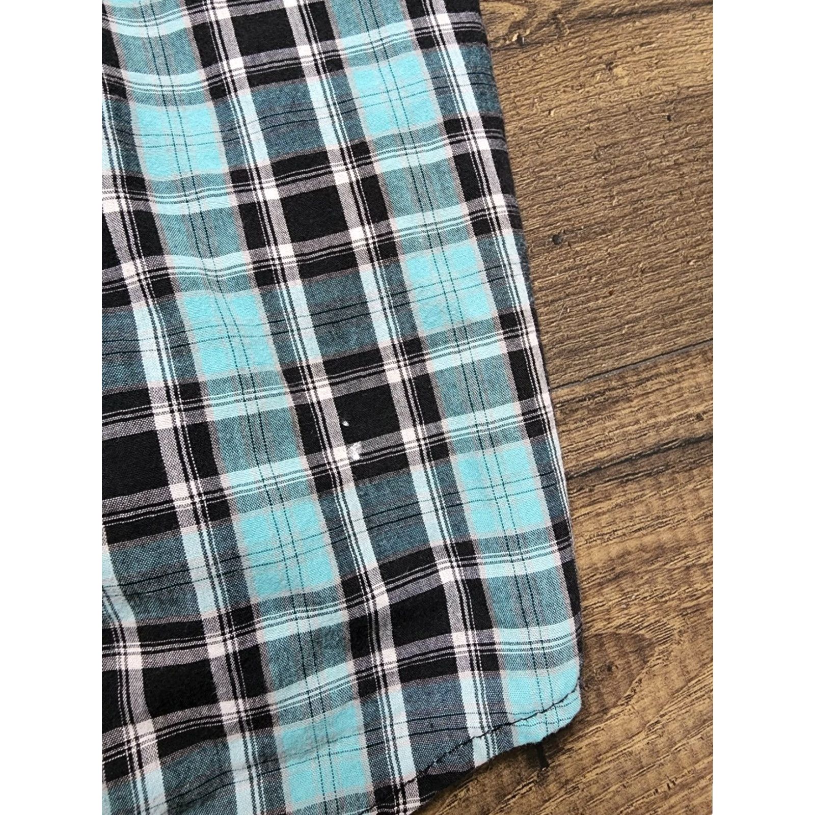 Wrangler VINTAGE Wrangler Shirt Mens 2XL Plaid Western Pearl Snap Short Sleeve Blue Turquoise Rockabilly Cowboy Womens Men Size US XXL / EU 58 / 5 - 3 Thumbnail