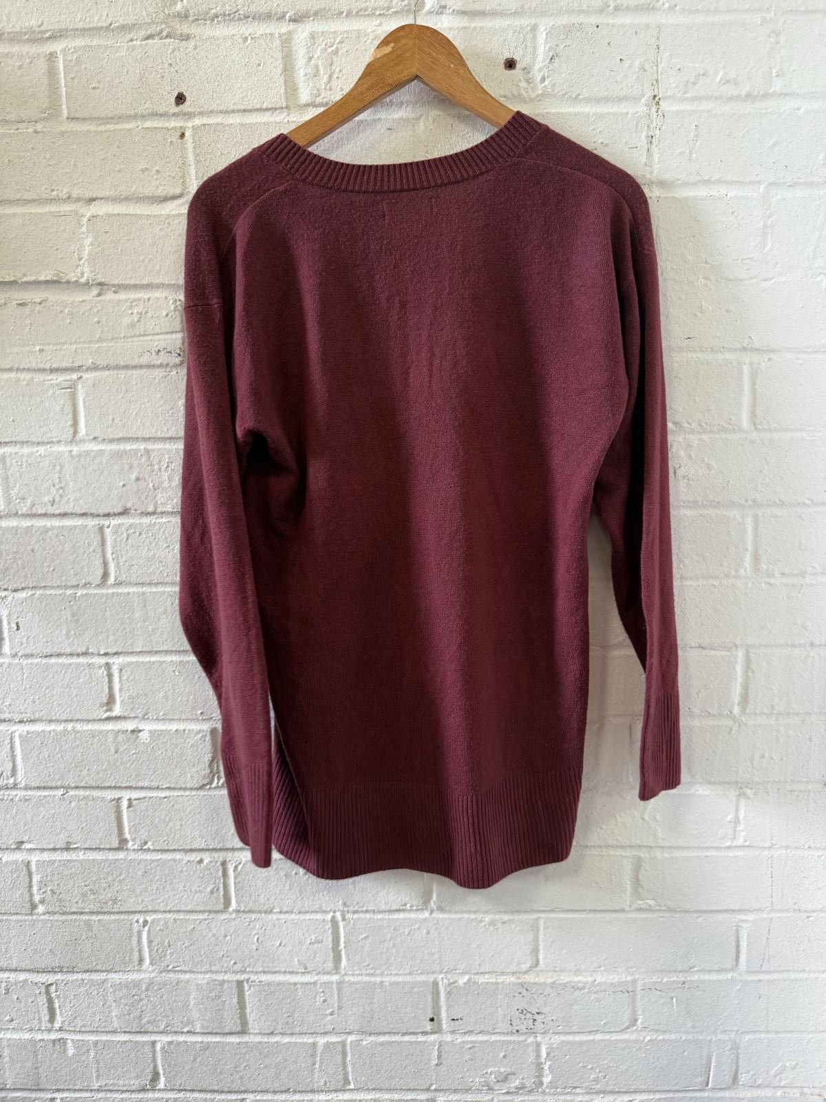 Designer Papaya Women's Burgundy V-Neck Sweater Size 12 Size XL / US 12-14 / IT 48-50 - 2 Thumbnail