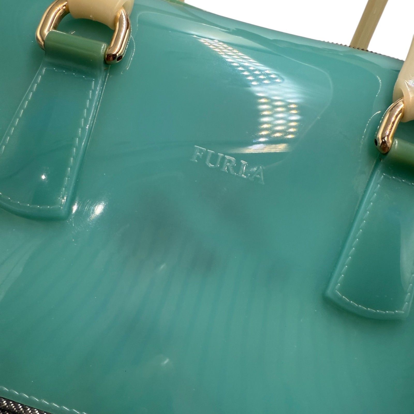 Furla Furla Teal Blue/Black Rubber and Denim Candy Bag Size ONE SIZE - 10 Thumbnail