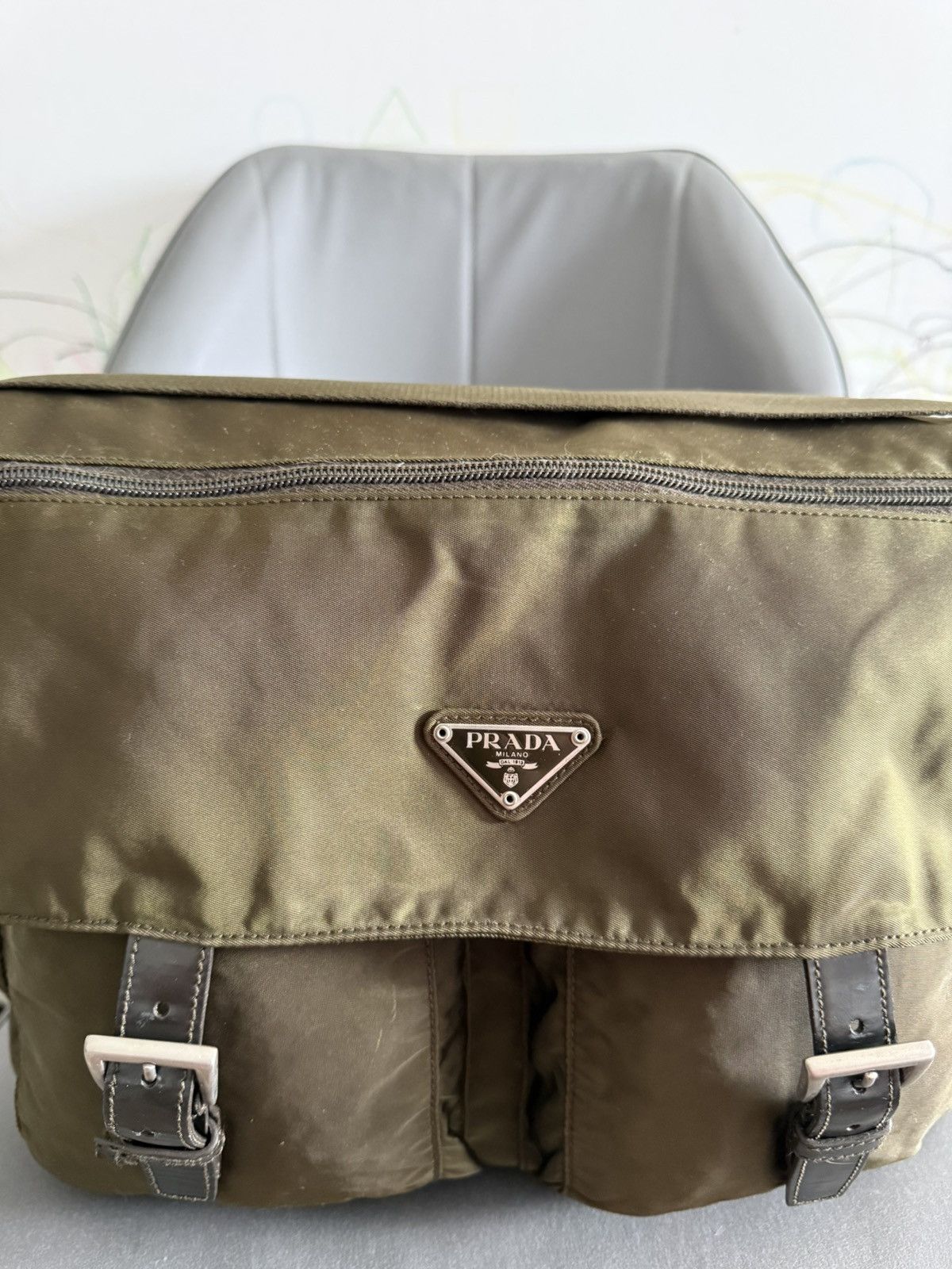 Prada Vintage Prada Army Green Large Sling Messenger Bag Size ONE SIZE - 9 Thumbnail