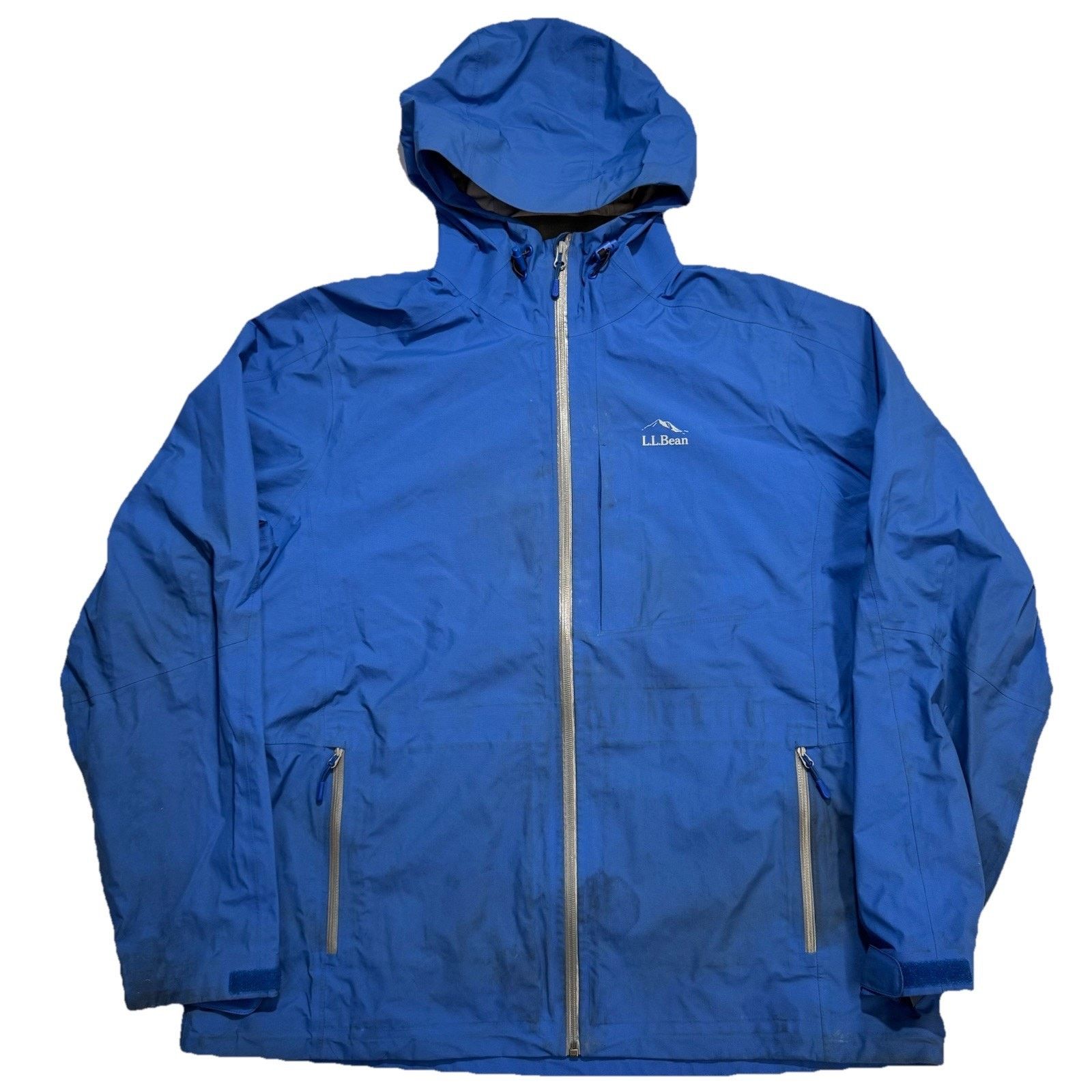 L.L. Bean LLBean Jacket Men XL Blue Hood Water Resistant Shell Pit Zip Size US XL / EU 56 / 4 - 1 Thumbnail