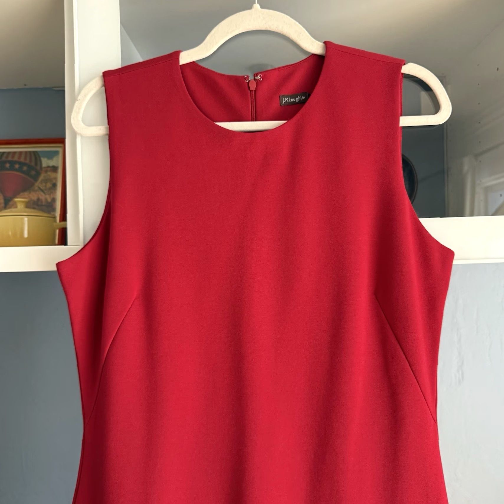 J.McLaughlin J. McLaughlin Dress Women Midi Sleeveless Red Bainbridge Cloth M Sheath Pencil Tank Zip Stretch Size M / US 6-8 / IT 42-44 - 3 Thumbnail