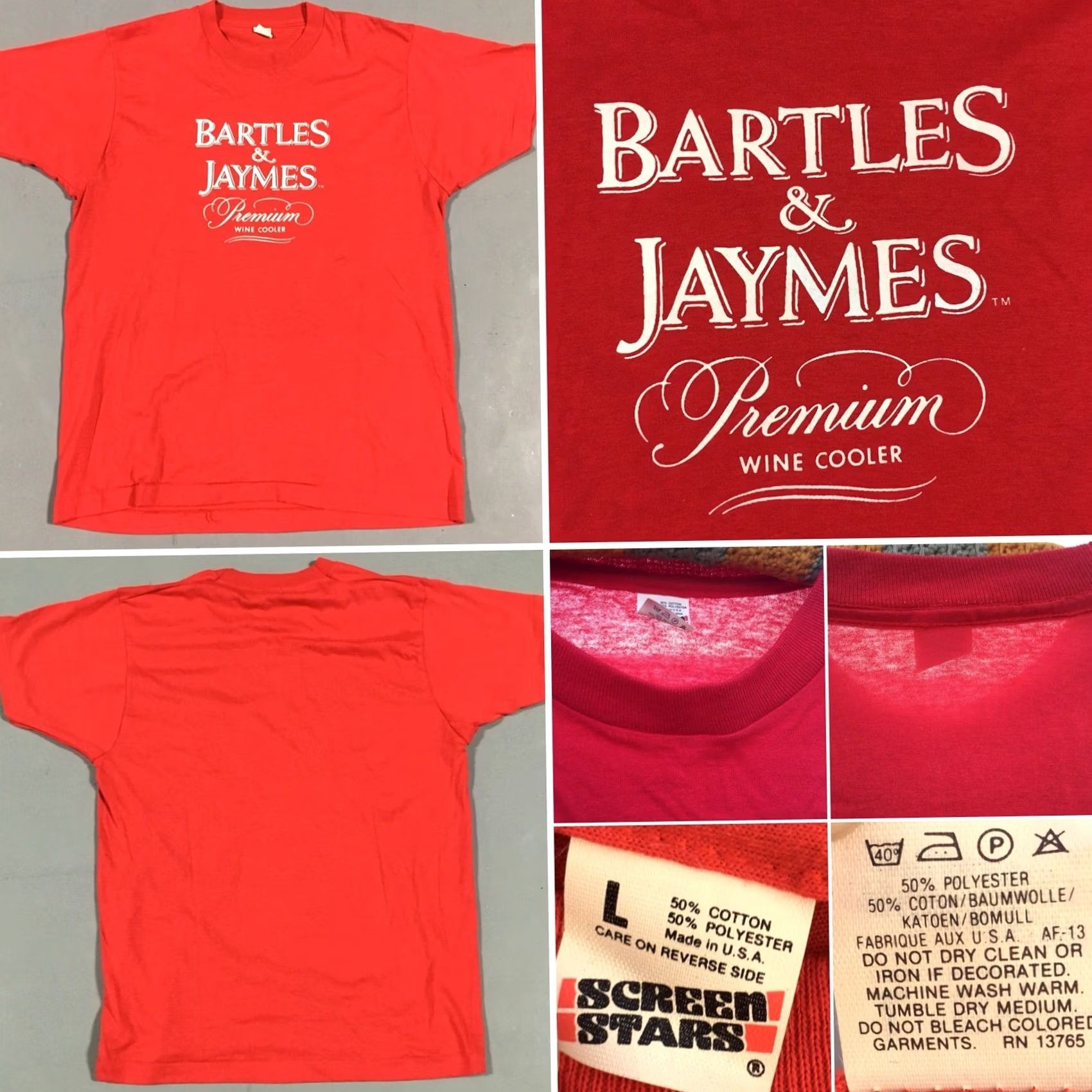 Vintage VINTAGE Bartles & Jaymes Premium Wine Cooler T Shirt 80s 1980s Size L Red Graphic Tee Men XS? Size US L / EU 52-54 / 3 - 3 Thumbnail