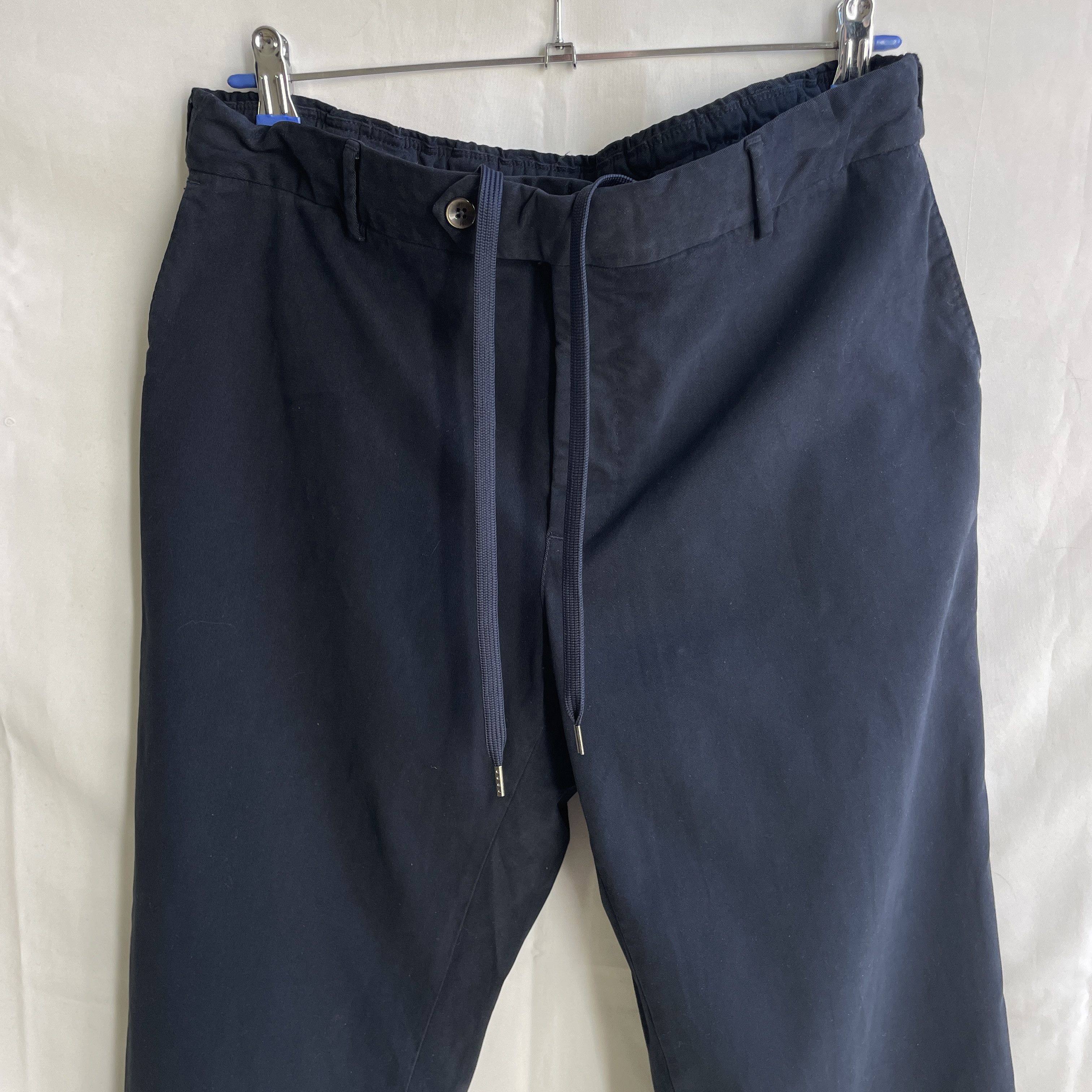 PT Torino PT Torino Navy Slim Drawstring Stretch Modal Cotton Trousers Size US 34 / EU 50 - 4 Thumbnail