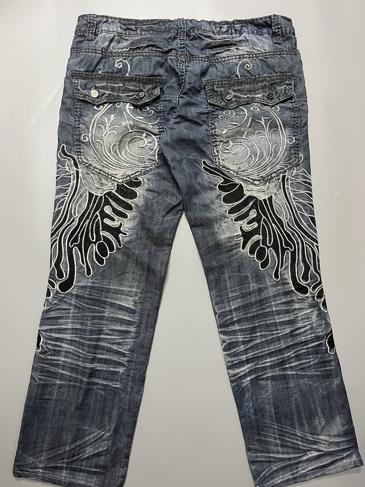image of Avant Garde Japanese Style Ed Hardy Kosmo Lupo Jeans in Denim, Men's (Size 36)