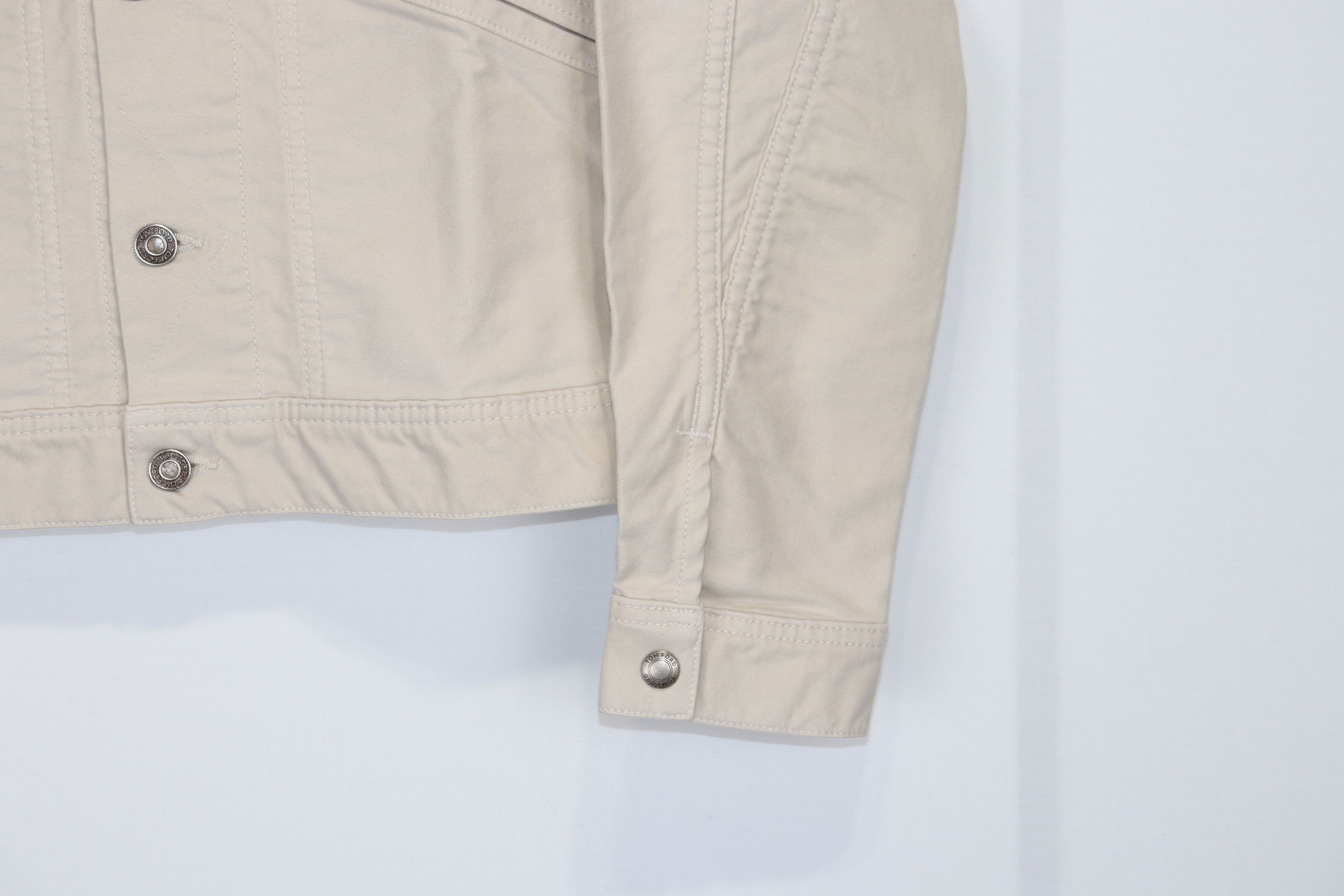 Tom Ford o1rshd1 Campionario Denim Jacket with Leather in White Size US M / EU 48-50 / 2 - 4 Thumbnail