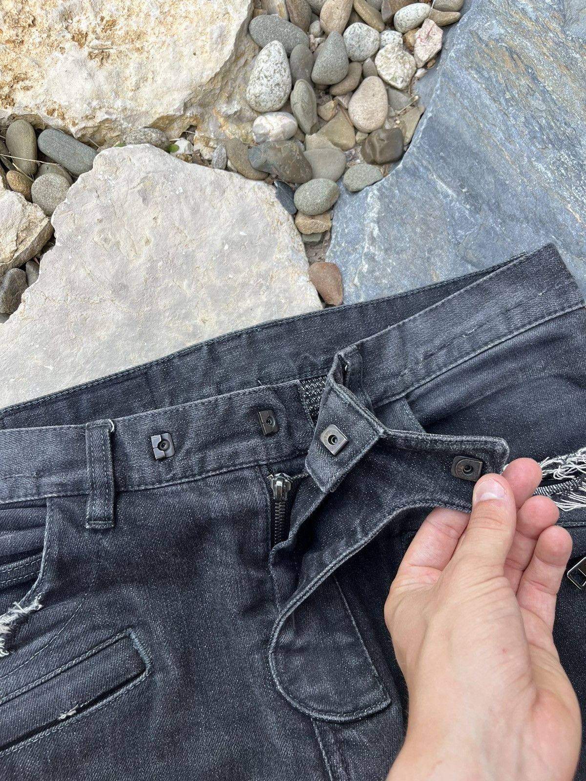 Balmain × Japanese Brand Balmain biker jeans pants 29 washed denim black distressed Size US 29 - 12 Thumbnail