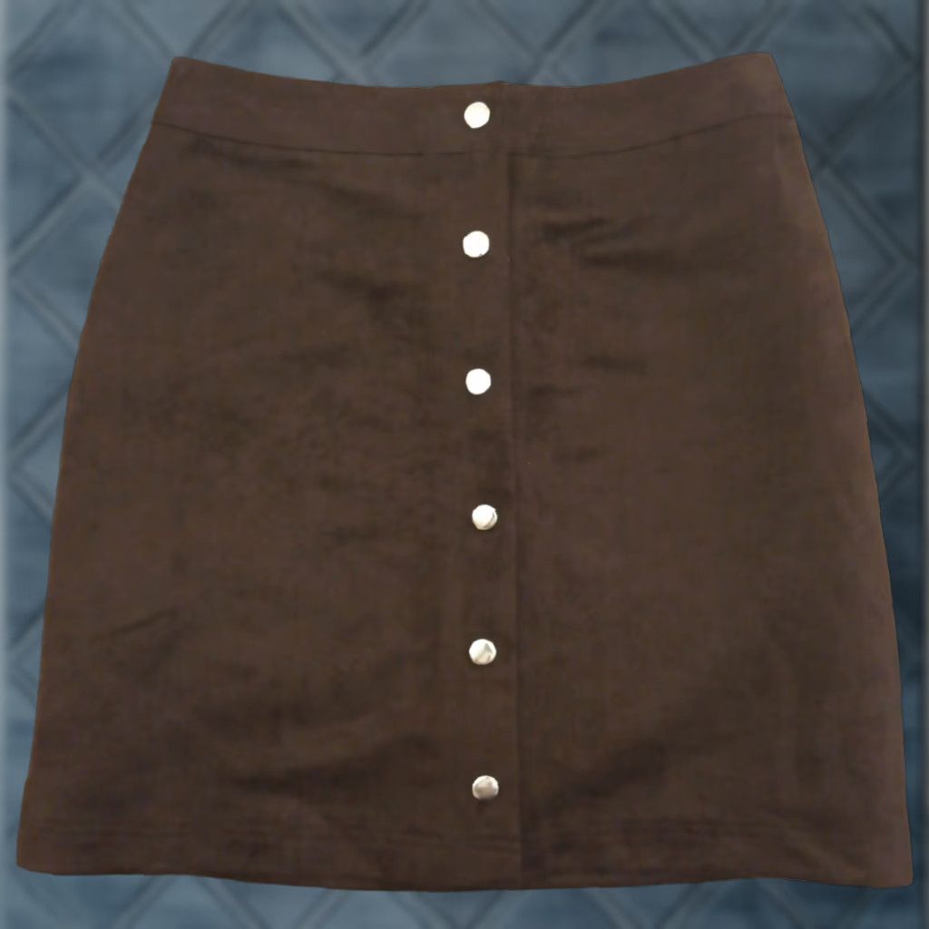 Vintage The Limited Skirt Women Knee Length Brown Polyester Faux Suede Snap Closure Size 0 Size 25" / US 0 / IT 36 - 1 Thumbnail