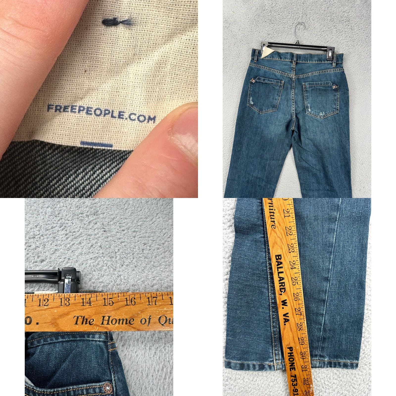 Vintage VINTAGE? No. We The Free Womens Bootcut Jeans 26 Serafin Blue Distressed Slim Mid-Rise NEW Size 26" / US 2 / IT 38 - 8 Thumbnail