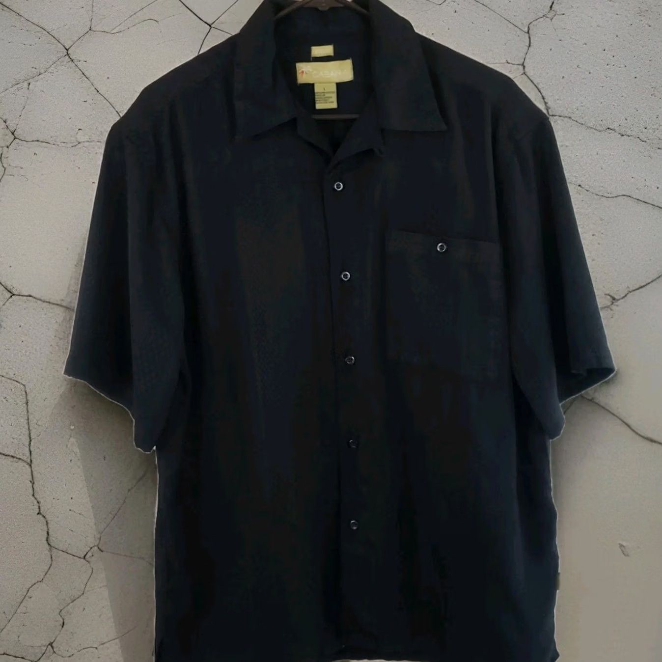 Vintage Cabana Shirt Mens L Black Sueded Button-Up Short Sleeve Collared Top Casual Wear Shirt Size US L / EU 52-54 / 3 - 2 Thumbnail