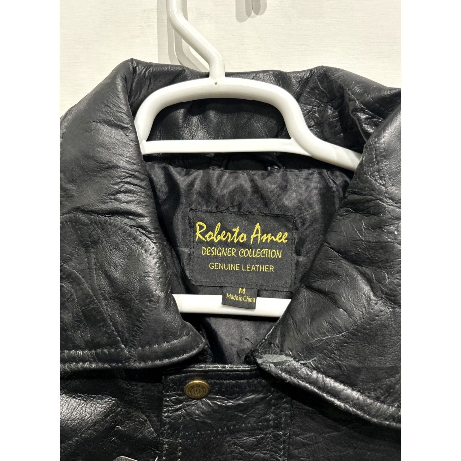 Vintage VINTAGE Roberto Amee NWT Genuine Original Black Leather Patchwork Bomber Jacket Coat Mens M Size US M / EU 48-50 / 2 - 3 Thumbnail