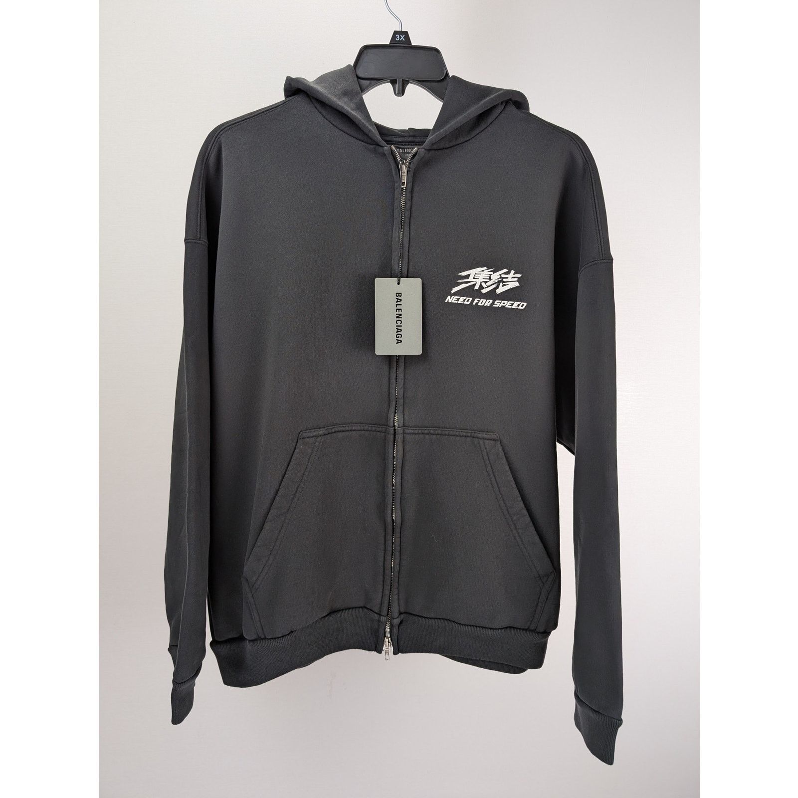 Balenciaga o1rshd1 Need for Speed Tape Fit Zip-up Hoodie in Black Size US L / EU 52-54 / 3 - 3 Thumbnail