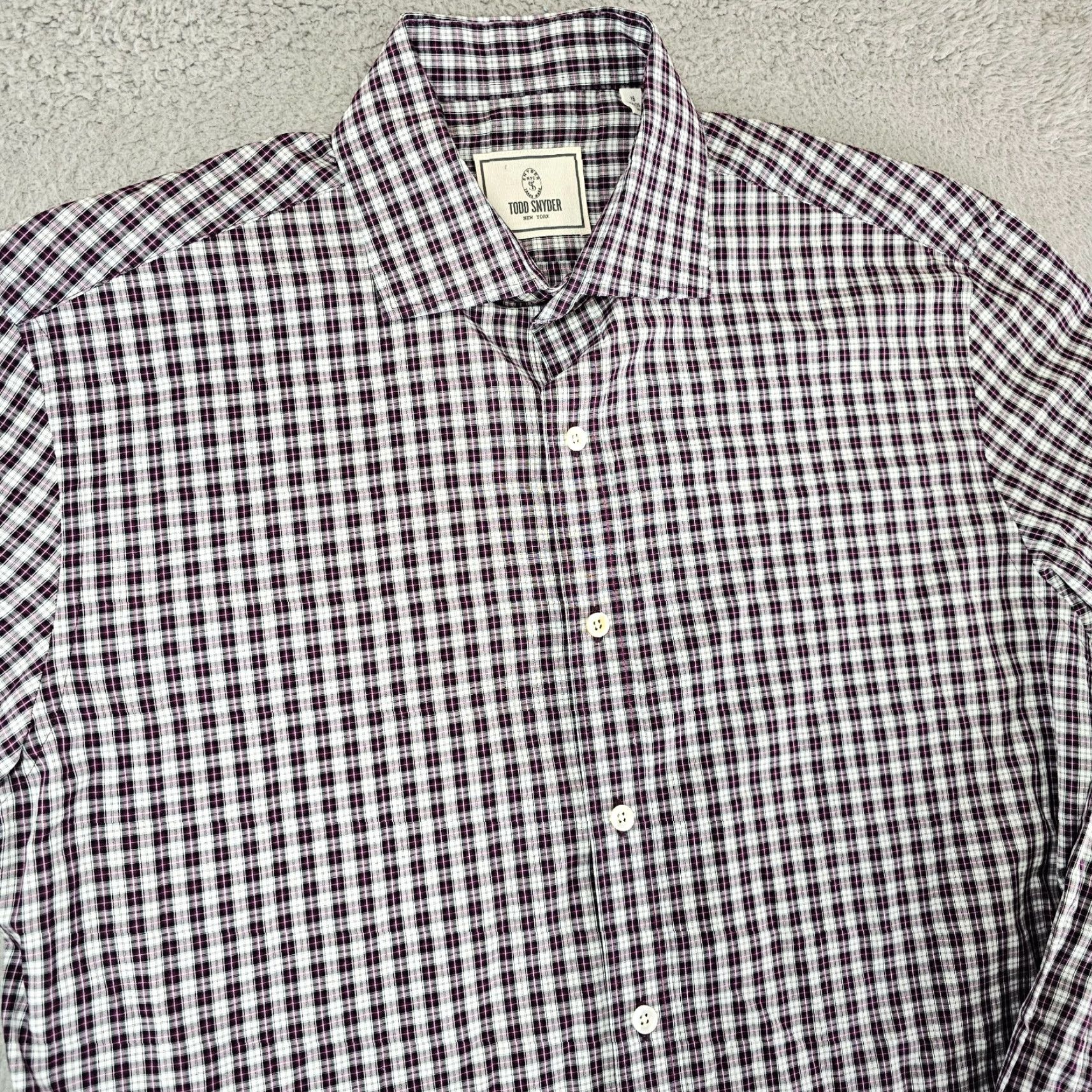 Todd Snyder Todd Snyder Dress Shirt Mens 16 34/35 Purple Check Button Up Long Sleeve Cotton Size 42R - 2 Thumbnail