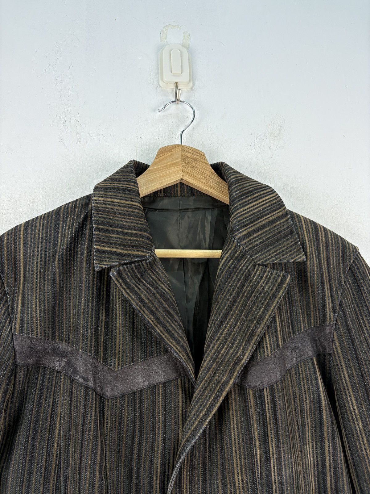Vintage Vintage Buona Fortun Corduroy Blazer Jacket Striped Leather Size US L / EU 52-54 / 3 - 5 Thumbnail