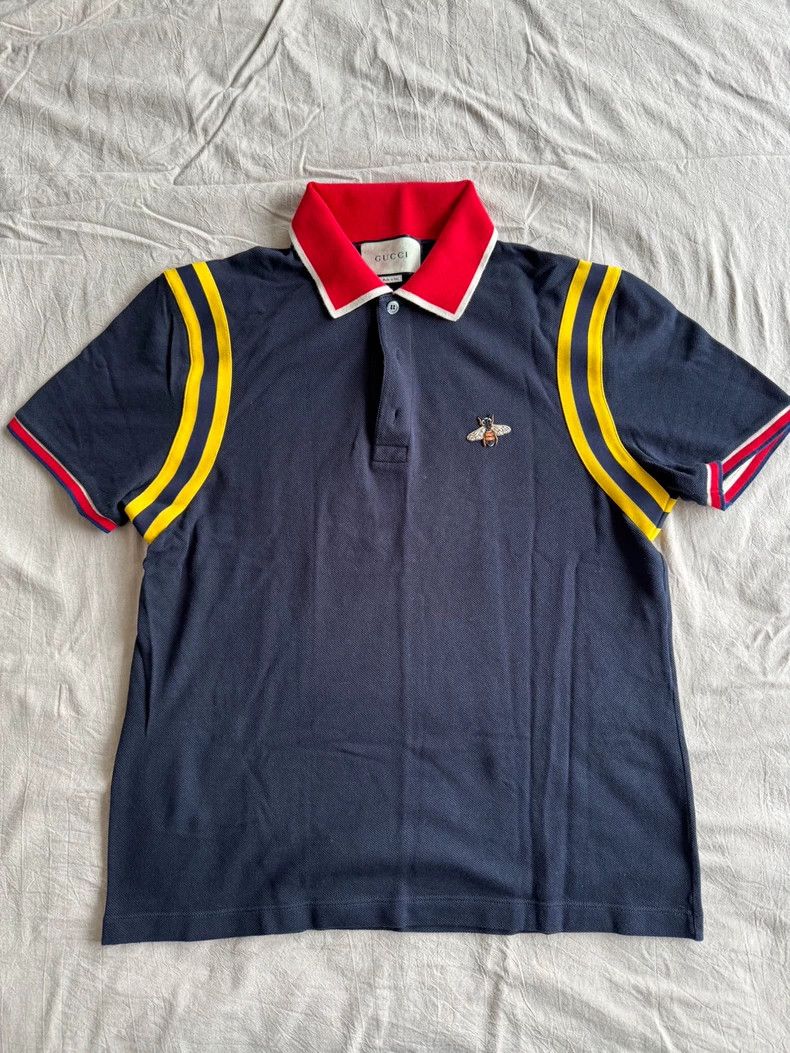 Gucci Gucci Bee Embroidered Short Sleeve Polo Shirt - dmc Size US XL / EU 56 / 4 - 1 Thumbnail