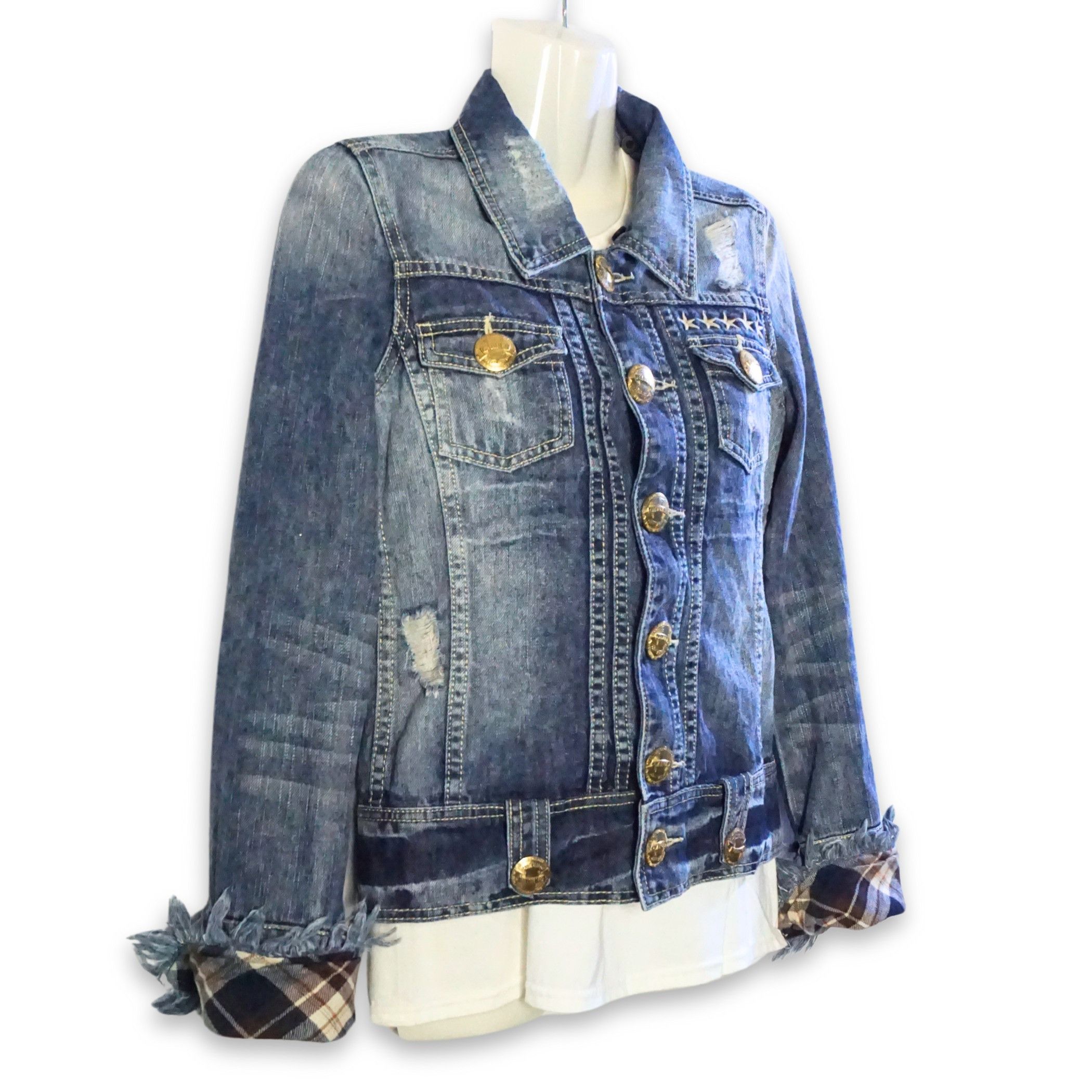 Japanese Brand GARULA Ripped & Distressed Women Denim Jacket Size XS / US 0-2 / IT 36-38 - 3 Thumbnail