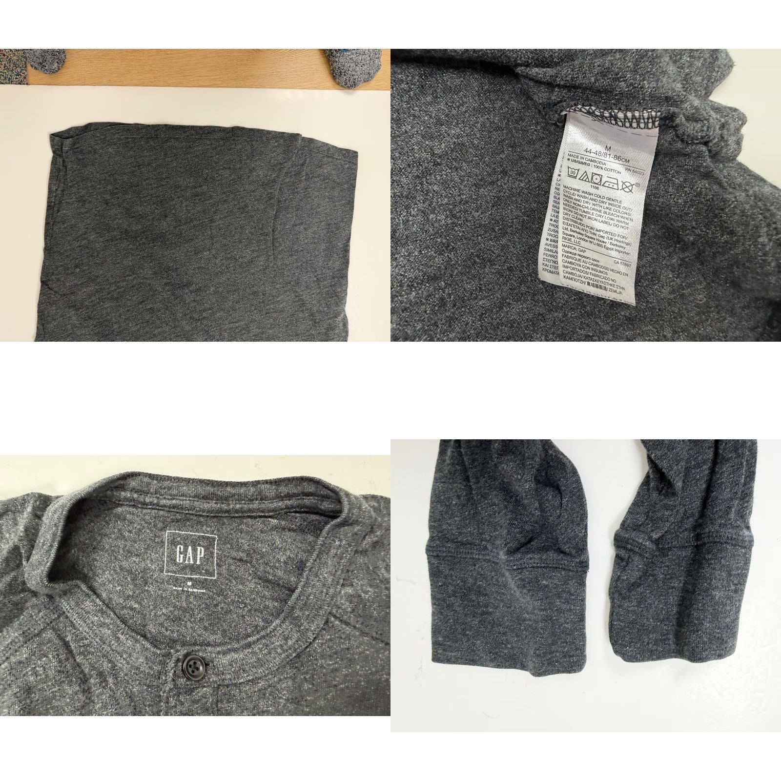 Gap Gap Henley Shirt Men Medium Minimal Heather Charcoal Cotton Outdoors Long Sleeve Size US M / EU 48-50 / 2 - 8 Thumbnail
