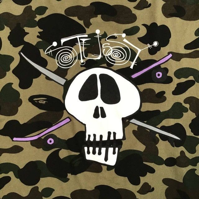 Bape × Stussy STUSSY × BAPE camo skull logo T-shirt a bathing ape Size US M / EU 48-50 / 2 - 5 Thumbnail