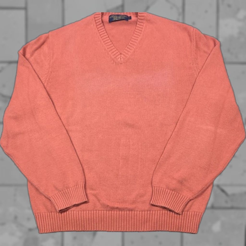 Brooks Brothers VTG Brooks Brothers Peach Cotton V-Neck Knit Long Sleeve Sweater Mens L USA Made Size US L / EU 52-54 / 3 - 1 Thumbnail