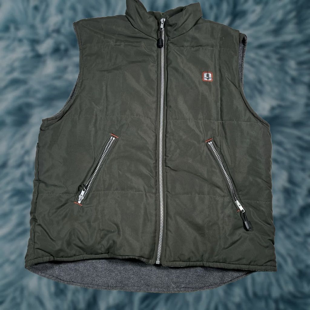 Olive VINTAGE Trans Nine Olive Green Fleece Lined Nylon Puffer Grunge Vest Men Vest S Small Greensosis Size US S / EU 44-46 / 1 - 1 Thumbnail