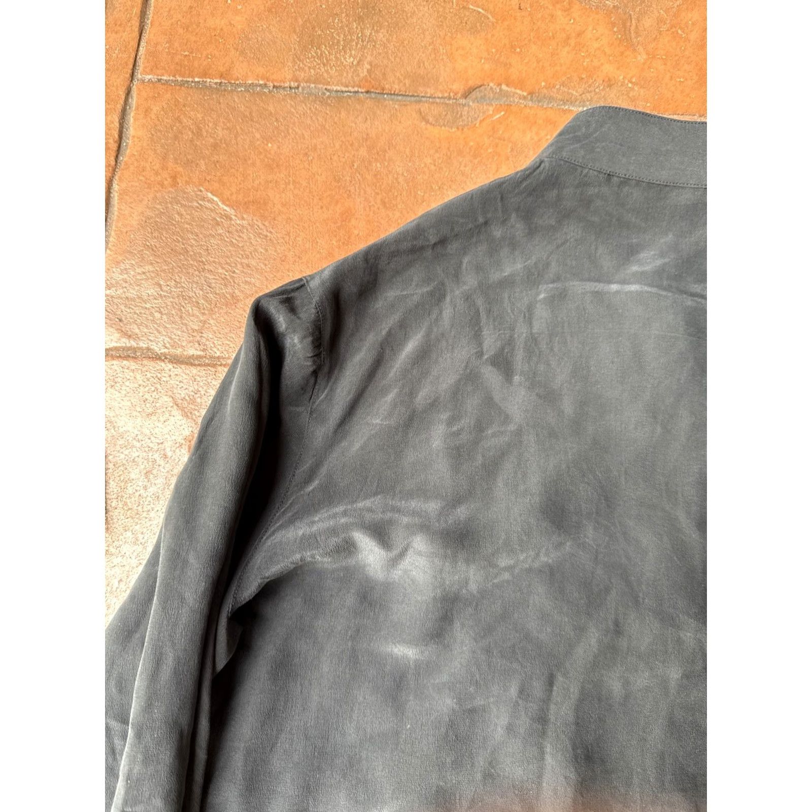Vintage VINTAGE Marie France Button Up Blouse Shirt Top Women's 40 Silk Black Roll Tab Sleeve Ruffle Button-Up Size M / US 6-8 / IT 42-44 - 7 Thumbnail