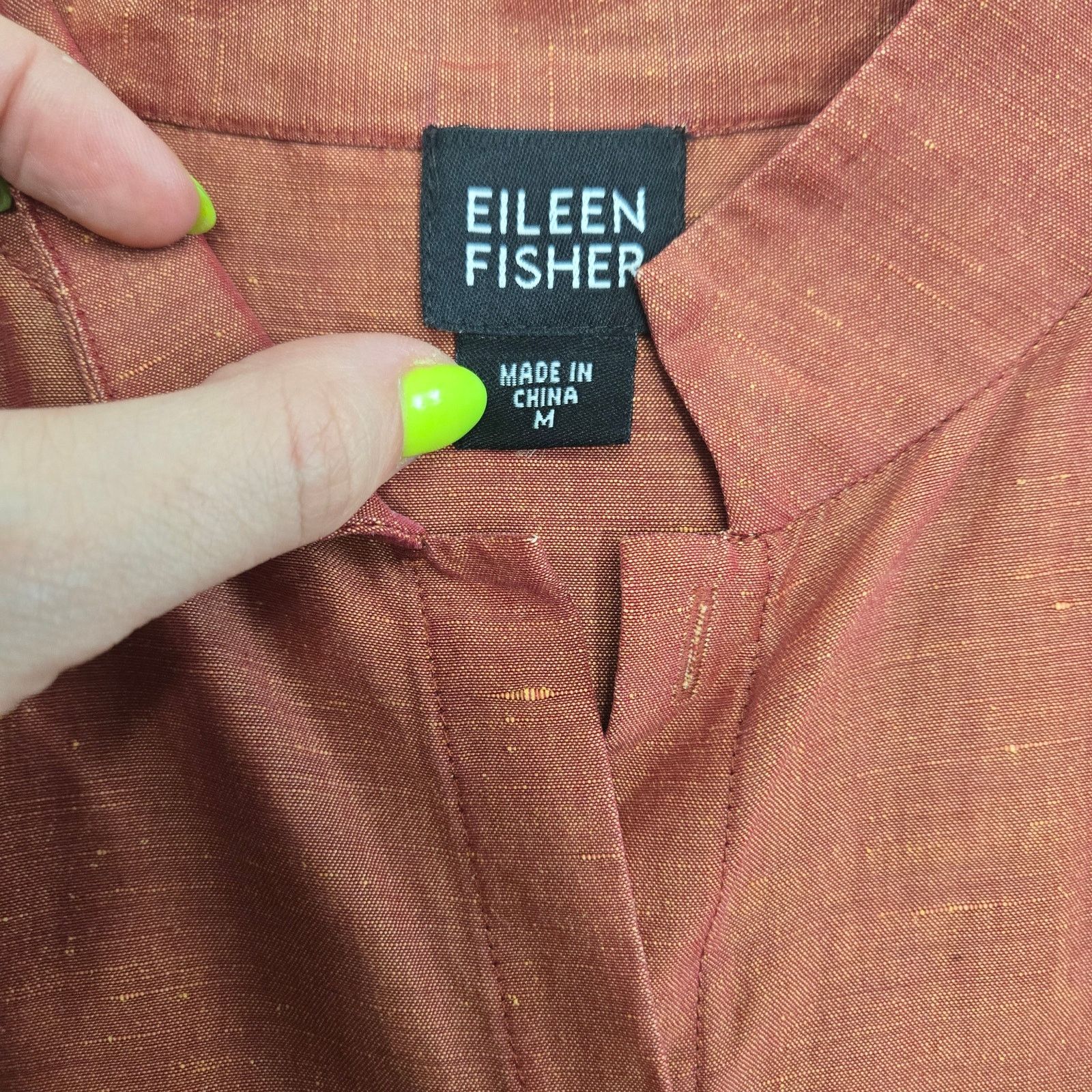 Eileen Fisher Eileen Fisher Linen Silk Rust Sleeveless Blouse M Size M / US 6-8 / IT 42-44 - 8 Thumbnail