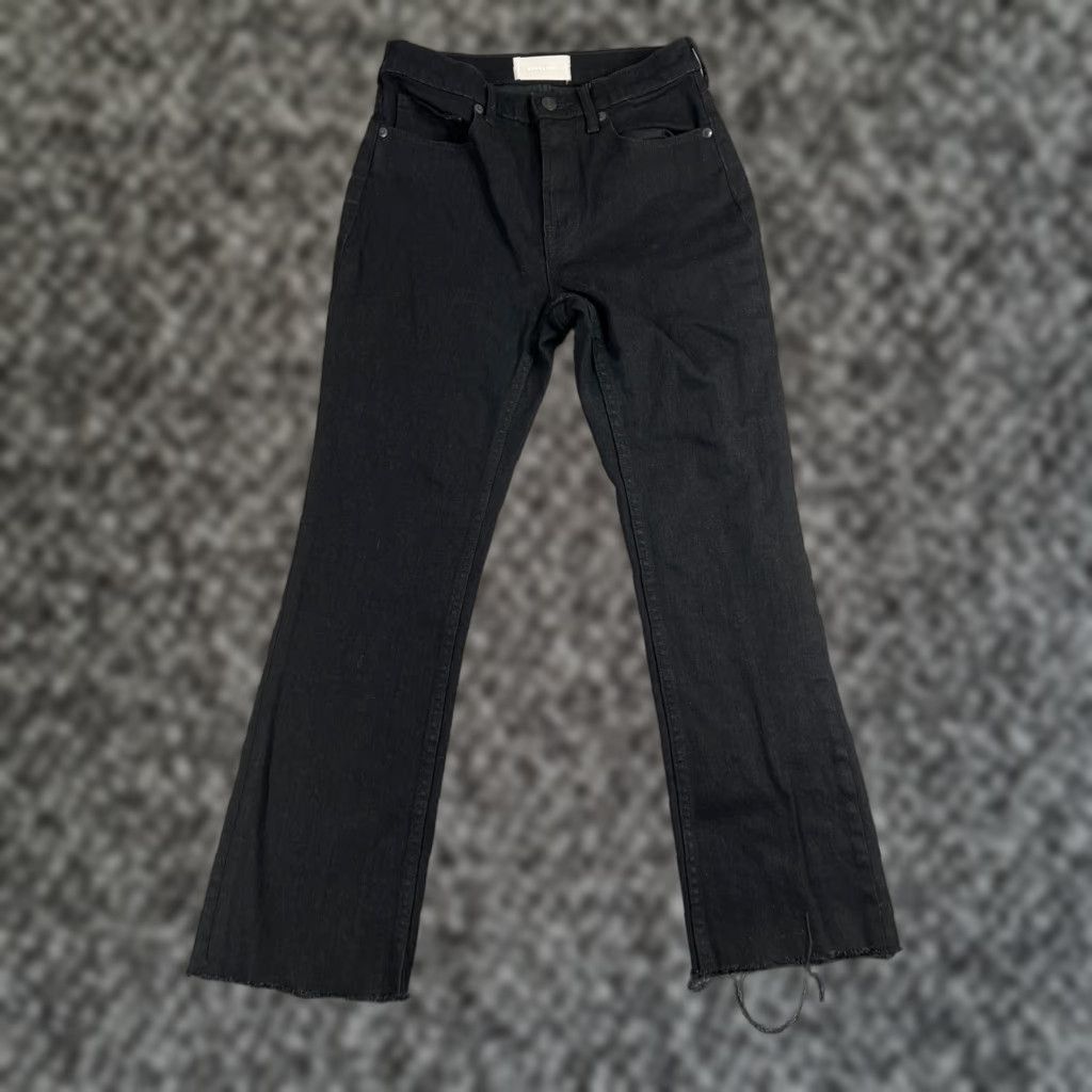 Everlane VINTAGE Everlane High Rise Cropped Jeans Women 26 Black Denim Stretch Raw Hem Size 26" / US 2 / IT 38 - 1 Thumbnail