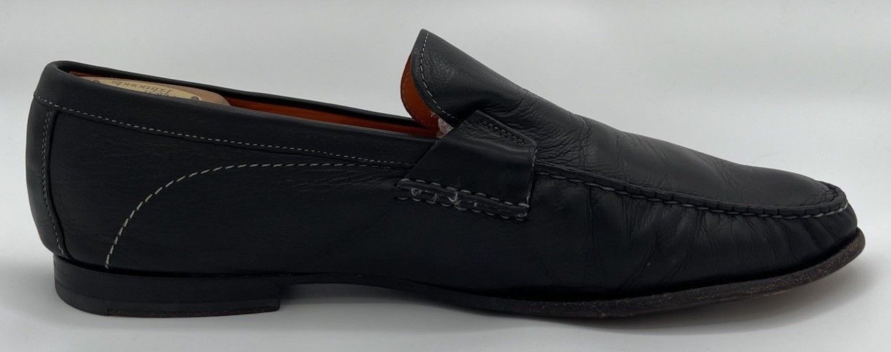 Santoni SANTONI Mens Penny Loafers Black Napa Leather Size 13E Italy Size US 13 / EU 46 - 5 Thumbnail