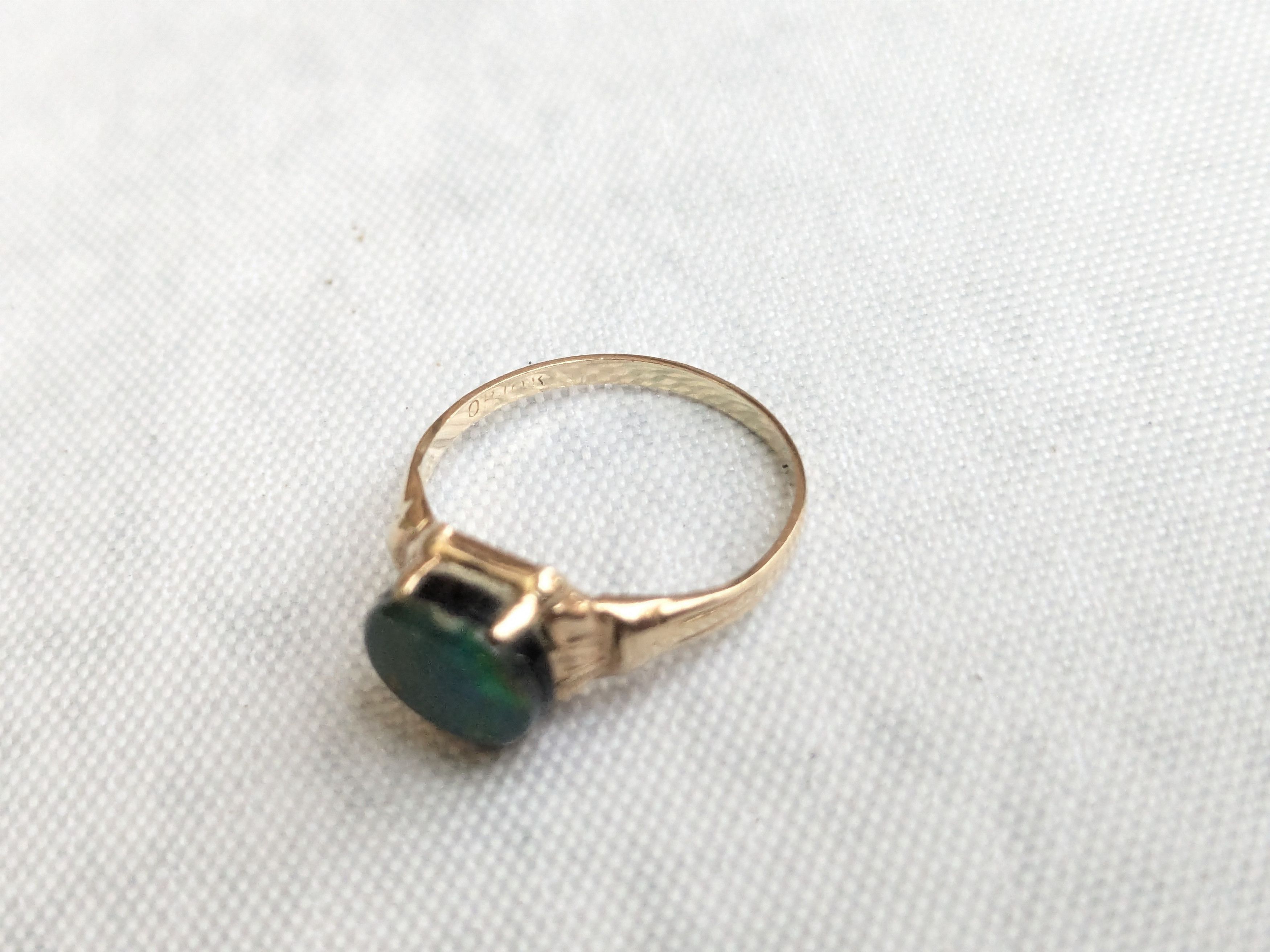 Jewelry 10k Yellow Gold Ring Black Opal Oval Size ONE SIZE - 8 Thumbnail
