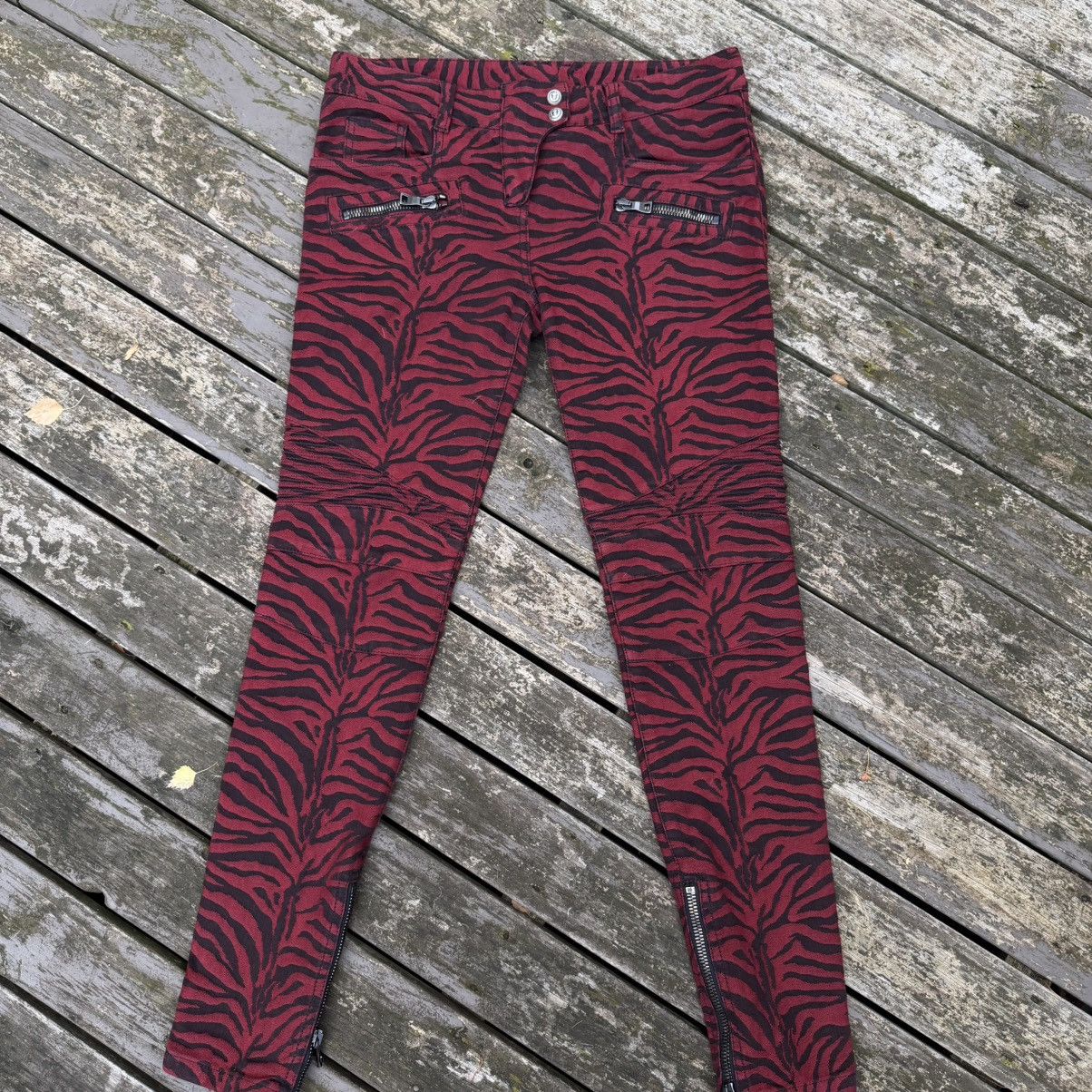 Balmain Balmain Decarnin Era Zebra Biker Jeans Red Size 40 Size 30" / US 8 / IT 44 - 11 Thumbnail
