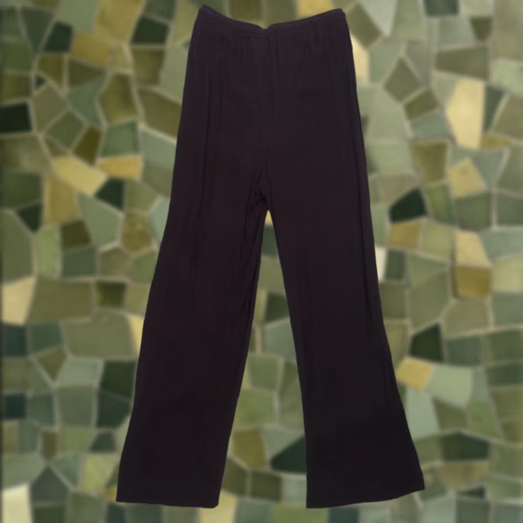 Vintage VINTAGE Serendipity 90s Wide-Leg Pants M Black Rayon High Rise Casual Womens Manually Waist 12-17" Inseam 25" Size 32" / US 10 / IT 46 - 1 Thumbnail