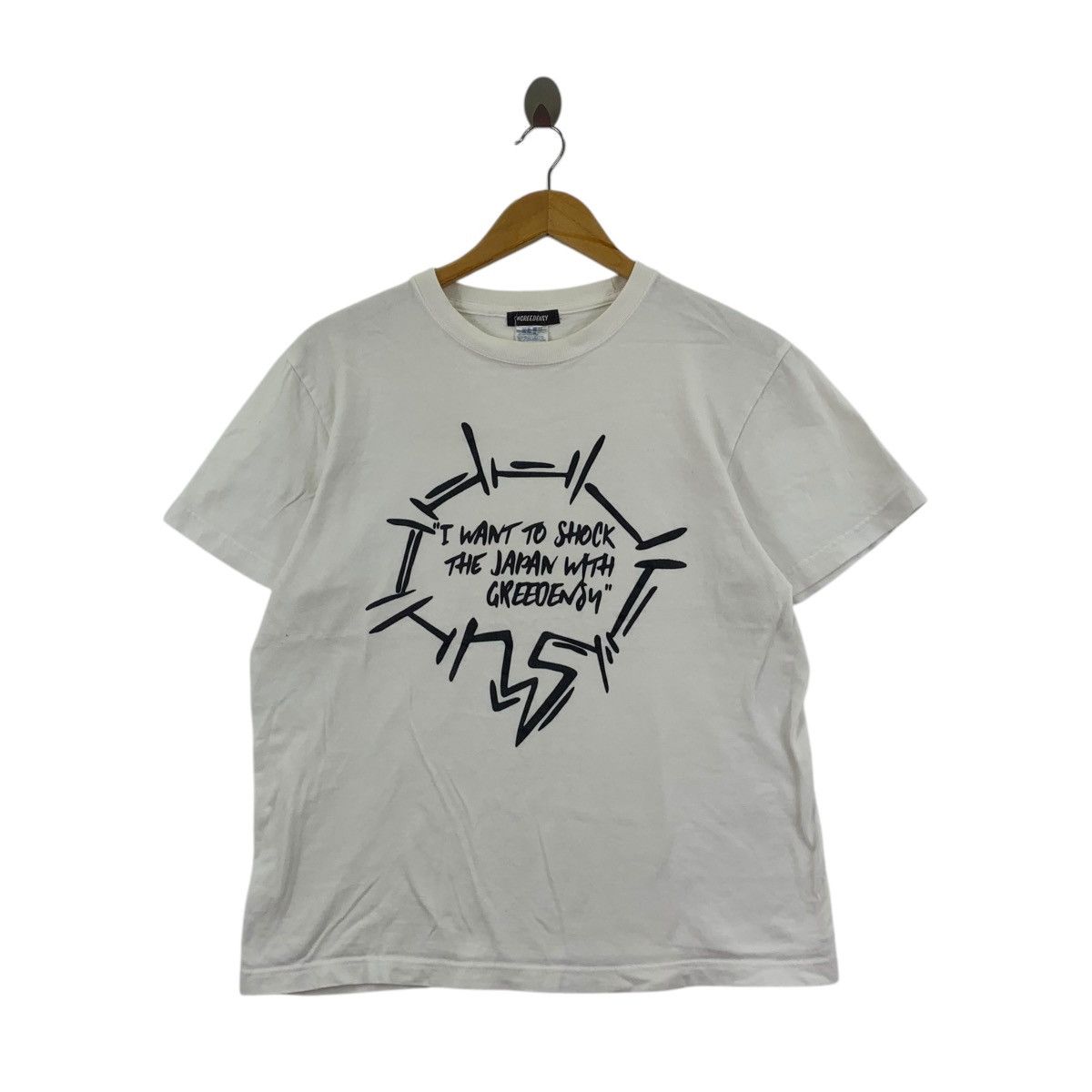 Vintage ART I Want To Shock Japan With Greendensy Illustration Tee Size M / US 6-8 / IT 42-44 - 1 Thumbnail