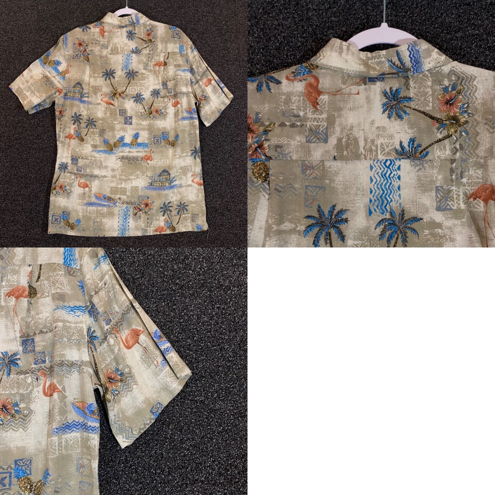 Vintage Patrick Bay Men's Hawaiian Shirt Medium Short Sleeve Button-Down Flamingo Pineapple Casual All Seasons Size US M / EU 48-50 / 2 - 8 Thumbnail