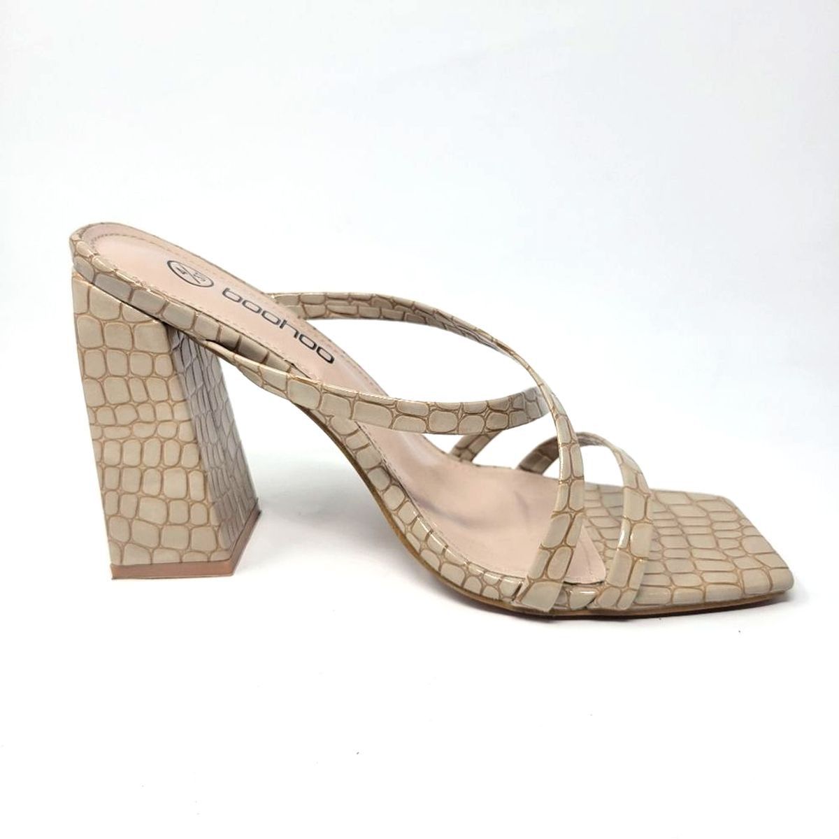 Boohoo Boohoo Faux Croc Strappy Block Heel Sandals Square Toe 6.5 Size US 6.5 / IT 36.5 - 5 Thumbnail