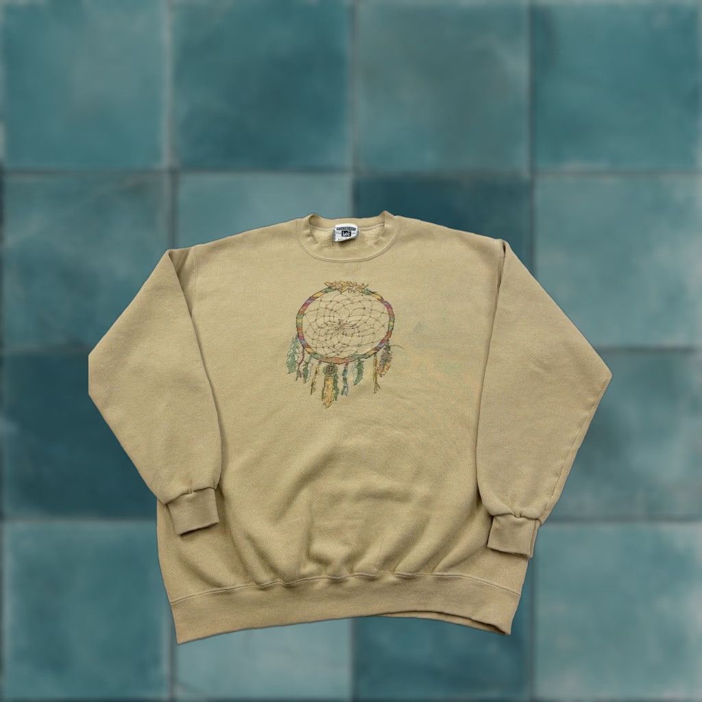 Lee VINTAGE Lee Sweatshirt Unisex Adults Large Brown Dreamcatcher Embroidered 90s Pullover Crew Neck Cold Weather Size US L / EU 52-54 / 3 - 1 Thumbnail