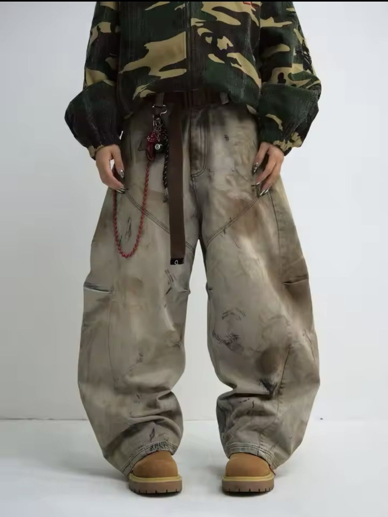 Other High Street Retro Washed Tie-Dye Distressed Jeans Size US 36 / EU 52 - 3 Thumbnail