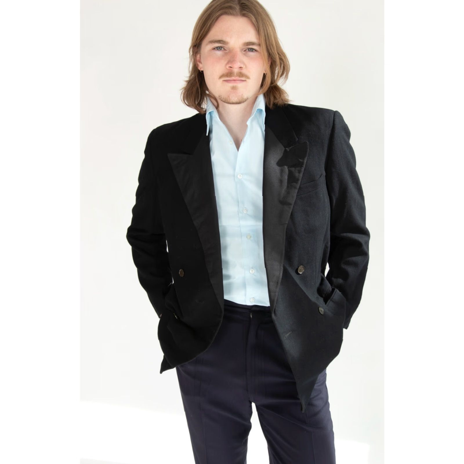 Vintage VINTAGE Black Tuxedo Jacket Large Men's Double-Breasted Blazer Size 42R - 4 Thumbnail
