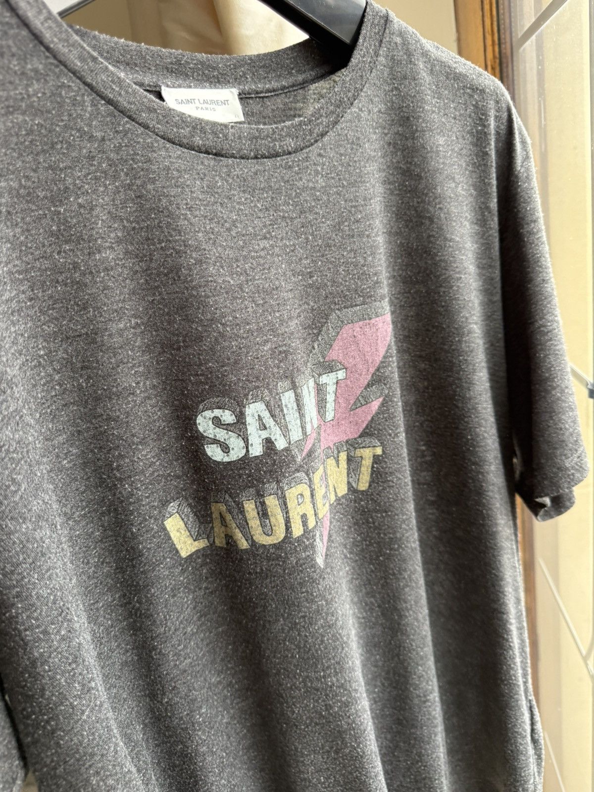 Saint Laurent Paris Saint Laurent lightning bolt logo grey t shirt M Size US M / EU 48-50 / 2 - 20 Thumbnail