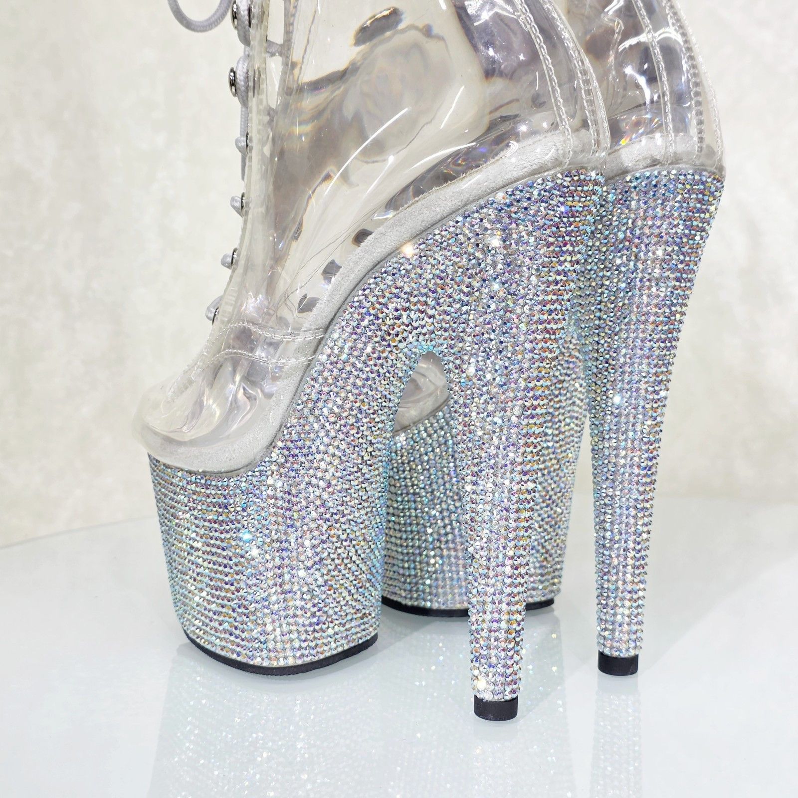 Other Bejeweled Rhinestone Platform Open Toe Ankle Boots High Heel Size US 9 / IT 39 - 4 Thumbnail