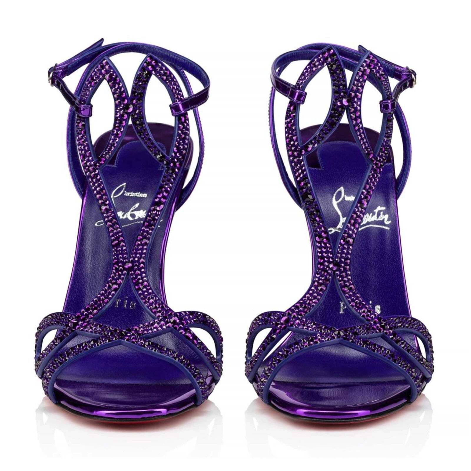 Christian Louboutin Double L Sandal Strass 100 Elektra Ankle Strap Heel 39.5 Size US 9.5 / IT 39.5 - 6 Thumbnail